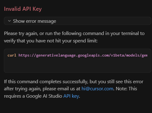 CURSORでAPIが登録できなかった話⇒Invaild