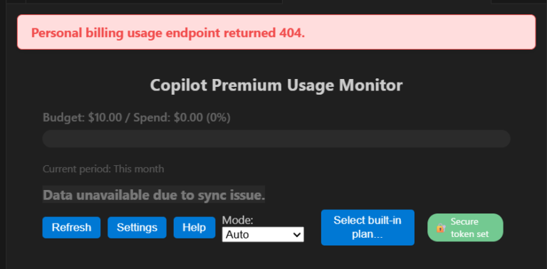 Copilot Premium Usage Monitorが404になる理由｜個人・学生無料アカウントでは使えない話