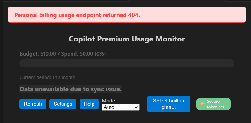 Copilot Premium Usage Monitorが404になる理由｜個人・学生無料アカウントでは使えない話