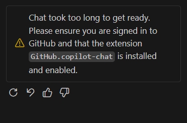 VS Code Copilot Chat showed ‘Chat took too long to get ready’ but resolved after waiting