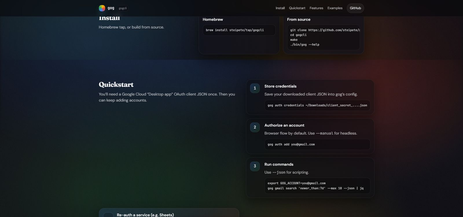 gogcli install section